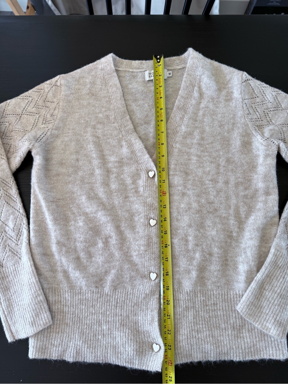 NWOT Molly Bracken Soft Knit Heart Button Cardigan Sweater | Medium | Cream - Picture 11 of 12